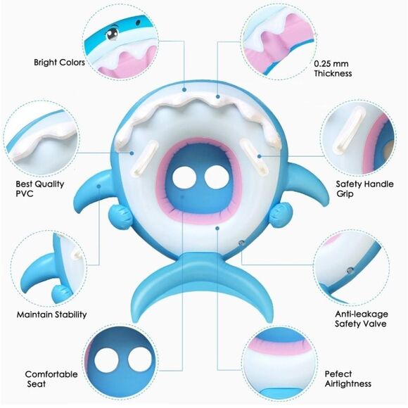 Baby Float with Inflatable Canopy ,Shark . 6mo. To 20mo. - Picture 5 of 7